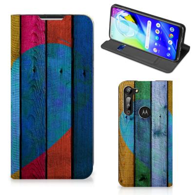 Motorola Moto G8 Power Book | Wallet Case | Wood Heart - Cadeau voor je Vriend