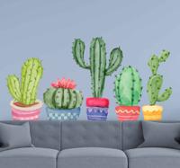 Bloemen stickers Cactussen in bloempotten - thumbnail