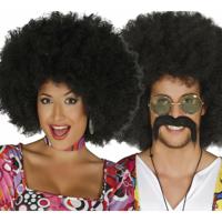 Verkleed pruik afro/hippie - zwart - voor volwassenen - one size - thumbnail