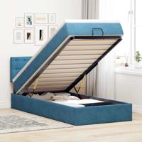 Ottoman bed met matras en LED's 100x200 cm fluweel donkerblauw