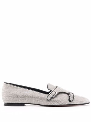 Santoni mocassins brodés de sequins à boucle - Argent