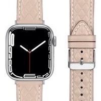 Leren bandje met diamant patroon - Beige - Geschikt voor Apple Watch 38mm / 40mm / 41mm