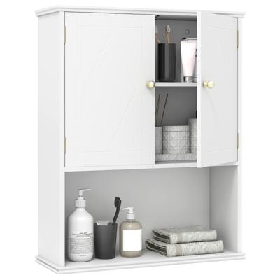 Wandgemonteerde Badkamerkast Moderne Medicijnkast Met Dubbele Deuren En Verstelbare Planken