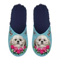 Pantoffel shih tzu lichtblauw / donkerblauw