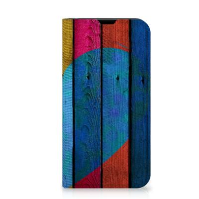 iPhone 13 Mini Book | Wallet Case | Wood Heart - Cadeau voor je Vriend