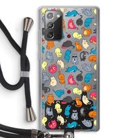 Kleurrijke katten: Samsung Galaxy Note 20 / Note 20 5G Transparant Hoesje met koord