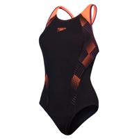 Speedo eco+ placem laneback zwart/paars dames 38