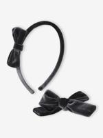 Set met fluwelen haarband en scrunchie antraciet