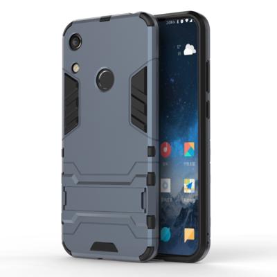 Schokbestendige PC + TPU Case voor Huawei Honor 8A met houder (marineblauw)