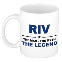 Riv cadeau mok - man myth legend - naam koffiemok / beker - wit en blauw - 300 ml
