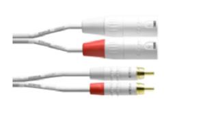 Cordial CFU 1,5 MC-SNOW Audio Adapterkabel [2x XLR-stekker - 2x Cinch-stekker] 1.50 m Wit