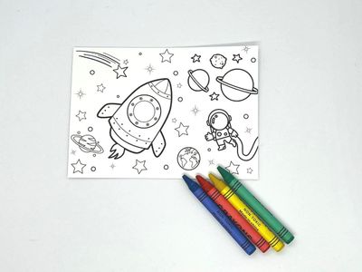 Inkleurbare ansichtkaart ruimte