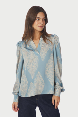 Neo Noir Blouse Rosslyn Paisley Drop| Dusty Navy Neo Noir Blouse Rosslyn Paisley Drop| Dusty Navy