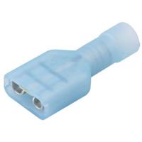 Molex 190030041 Platte stekker (female) Incl. krimphuls Insteekbreedte: 6.35 mm Insteekdikte: 0.81 mm Volledig geïsoleerd Blauw 1 stuk(s)