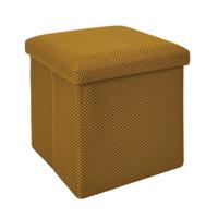 Poef/hocker opvouwbaar Atome - stof - opbergbox - okergeel - polyester/mdf - 38 x 38 cm Poef/hocker opvouwbaar Atome - stof - opbergbox - okergeel - polyester/mdf - 38 x 38 cm
