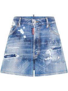 DSQUARED2 short en jean à effet usé - Bleu