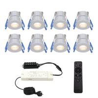 Set van 8 Milano inbouwspots 12V - IP65 waterdicht - 2700K warm wit - 3 Watt 200 lumen - RVS - Verandaverlichting - Dimbaar