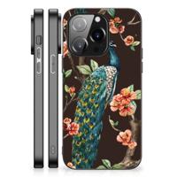 iPhone 14 Pro Dierenprint Telefoonhoesje Pauw met Bloemen