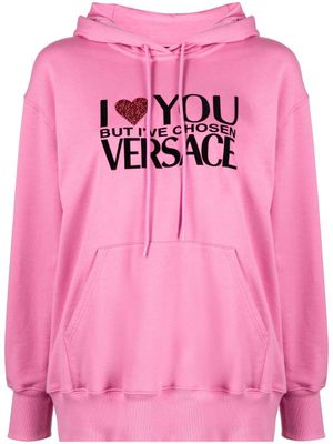 Versace hoodie à ornement en cristal - Rose