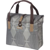 Basil elegance fietsshopper, green pet, waterkerende vouwsluiting, gepolsterde hand/schouderbanden, 20-26l, taupe