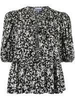 GANNI blouse à fleurs - Noir