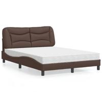 Bed met matras "Hvar" kunstleer bruin 140x190 cm