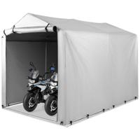 160 x 218 x 164 cm Buiten Fietsenstalling Draagbare Garage Fietsenstalling met Oprolbare Ritsdeur Motorhoes voor Terras Tuin Grijs