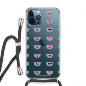 Smiley watermeloenprint: iPhone 13 Pro Max Transparant Hoesje met koord