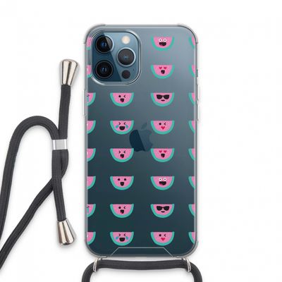 Smiley watermeloenprint: iPhone 13 Pro Max Transparant Hoesje met koord