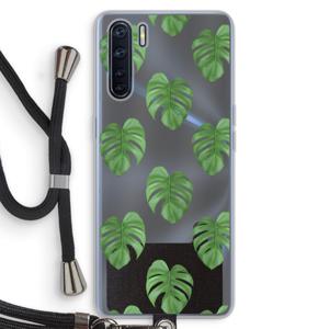 Monstera leaves: Oppo A91 Transparant Hoesje met koord