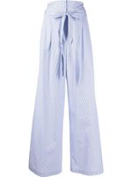 Jejia pantalon palazzo rayé à taille ceinturée - Bleu