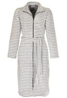 Lichtgrijze damesbadjas met rits en ceintuur - ribbels-(40-42) M - thumbnail