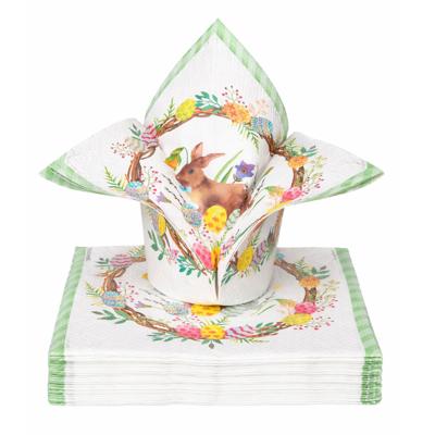 Feest servetten pasen thema - konijn - 20x - papier - 3-laags - 24 x 24 cm
