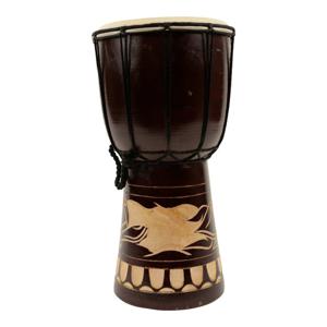 Bruine Houten Djembe met Gesneden Schildpadden, 980 gram, Sarana