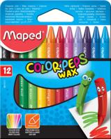 Maped waskrijt Color&apos;Peps Wax, doos van 12 stuks in geassorteerde kleuren