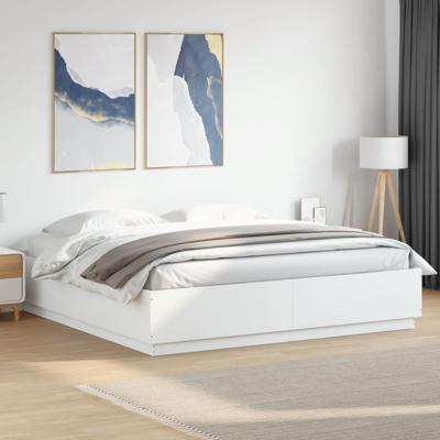 Bedframe met LED-verlichting bewerkt hout wit 180x200 cm