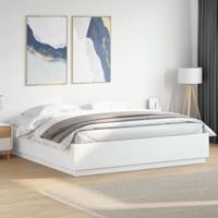 Bedframe met LED-verlichting bewerkt hout wit 180x200 cm
