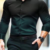 Bon&Bon Homme Men's Red Ombre Long Sleeve Shirt | Regular Fit Green / M