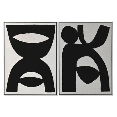 Schilderij Home ESPRIT Zwart Beige Abstract 103 x 4,3 x 143 cm (2 Stuks)