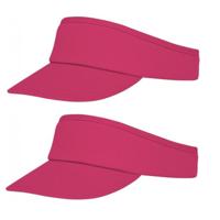 Sunvisor zonneklep voor volwassenen - 2x stuks - Roze - Katoenen verstelbare zonnekleppen - Dames/he