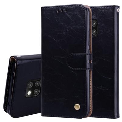 Zakelijke stijl olie Wax textuur horizontale Flip leren Case voor Huawei Mate 20 Pro met houder & kaartsleuven & portemonnee (zwart)