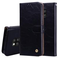 Zakelijke stijl olie Wax textuur horizontale Flip leren Case voor Huawei Mate 20 Pro met houder & kaartsleuven & portemonnee (zwart)