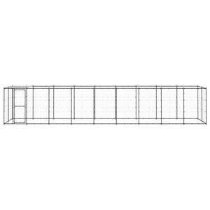 The Living Store Hondenkennel - Gepoedercoat staal - Zwart/Zilver - 990x220x180 cm - Met dak en deur