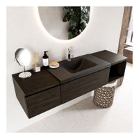 Mondiaz Bukla 160cm badmeubel met open module 40 rechts dark brown 2 lades met wastafel midden 1 kraangat kleur urban
