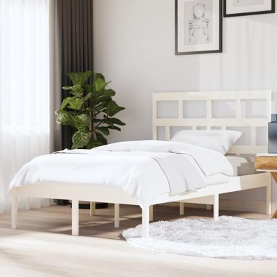 Bedframe massief grenenhout wit 140x200 cm