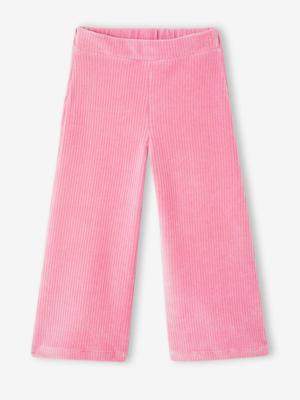 Wijde, fluwelen broek voor meisjes rozen
