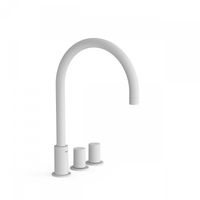 Wastafelmengkraan Tres Study Exclusive 3-Gats Kraan Links met Draaiknoppen Uitloop Gebogen 21,5 cm Rond Mat Wit Tres