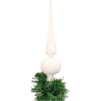 Cosy & Trendy Kerstboom piek - wit - glitters - H23 cm - kunststof - kerstboompiek