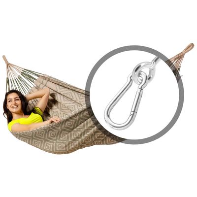 Eenpersoons hangmat met bevestiging - 300x140cm - Grijs - 120kg draagkracht- 100% katoen - binnen & buiten