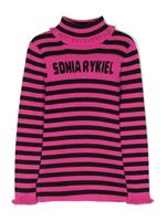 SONIA RYKIEL ENFANT pull rayé à logo intarsia - Rose - thumbnail